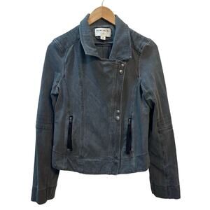Anthropologie Marrakech Moto Jacket Gray Womens  Size Medium Pockets Zipper Snap